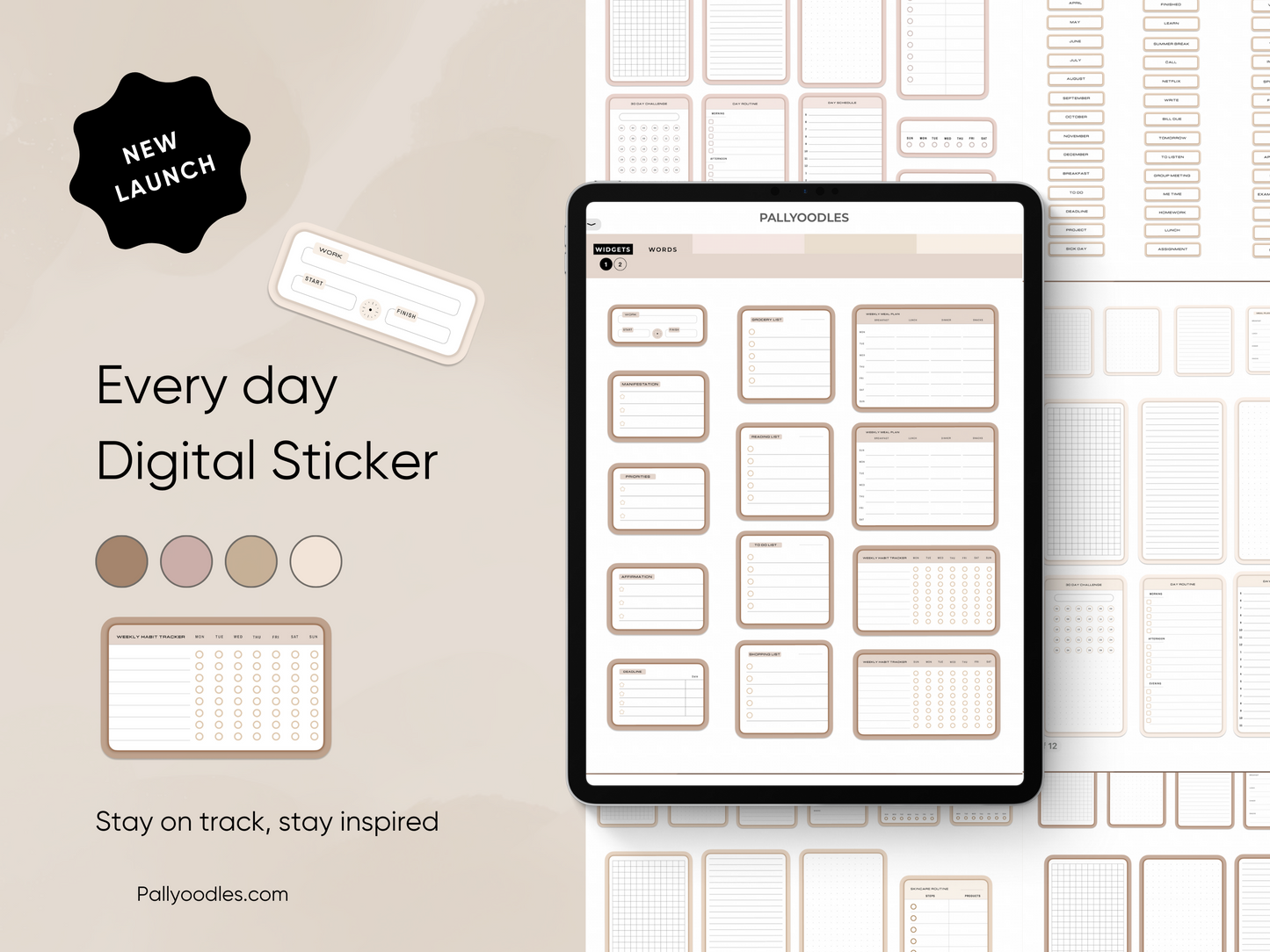 Every Digital Stickers - 4 Neutral Colors